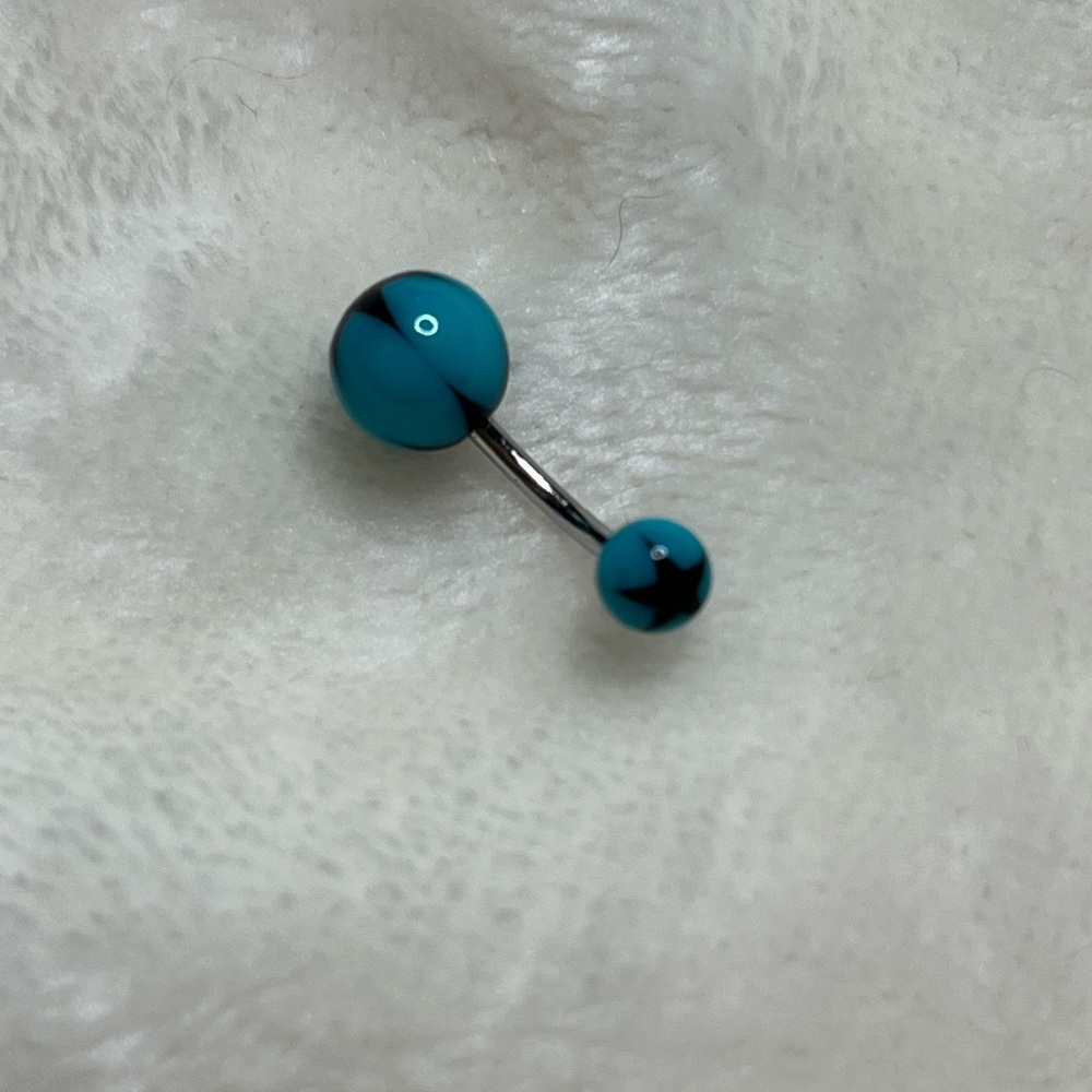 Teal and black belly ring NEW